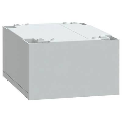 Un boîtier en plastique gris, rectangulaire, à surface lisse et coins échancrés, couramment utilisé pour loger des composants électroniques.