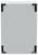 Un boîtier rectangulaire en métal gris avec des attaches de coin visibles, une surface lisse et aucune marque ou ouverture apparente.