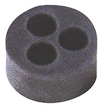 Un support en mousse noir rond avec trois trous répartis uniformément.