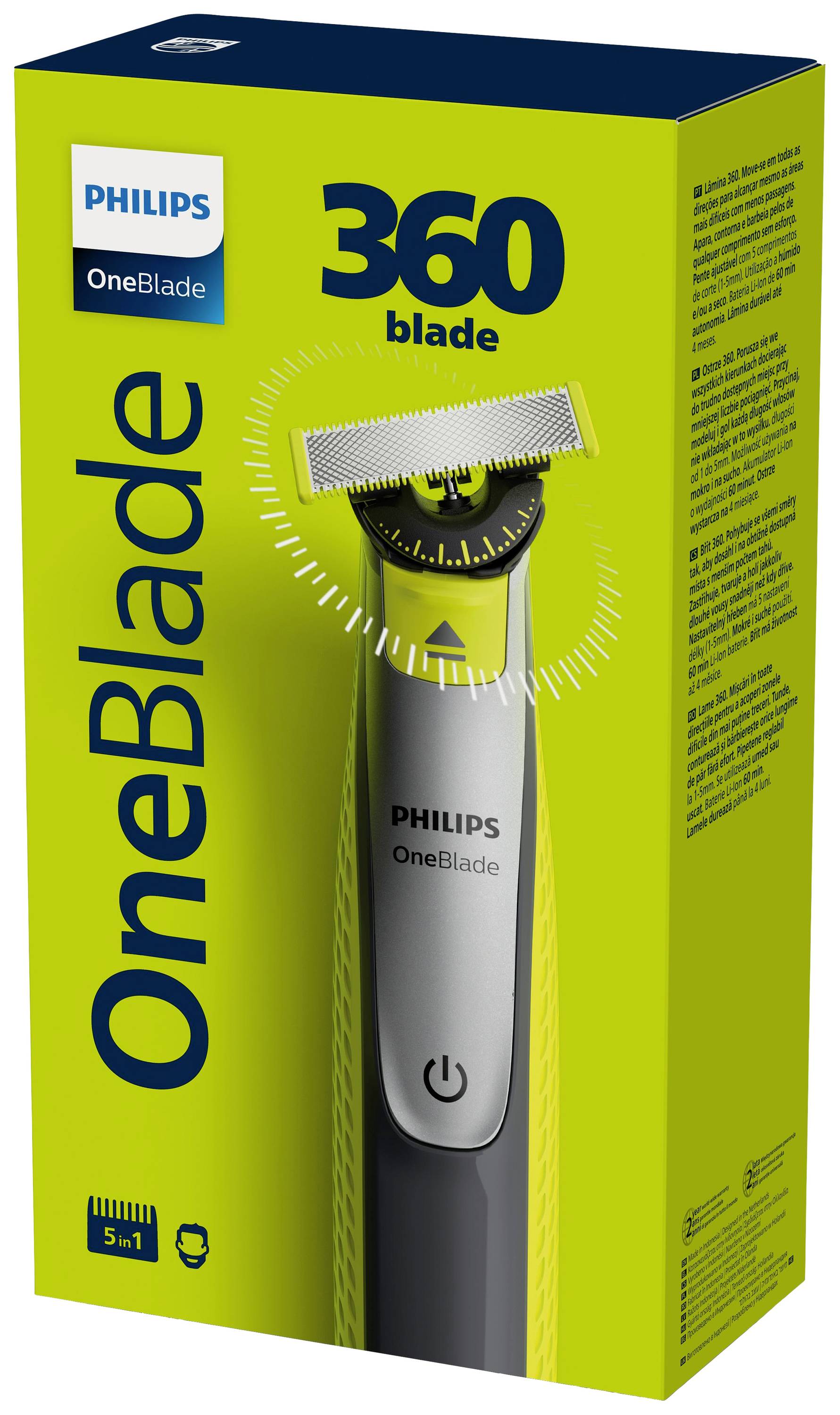 Philips Bodycare OneBlade 360 blade QP2730/20 Rasoir à grilles vert clair, gris foncé-1