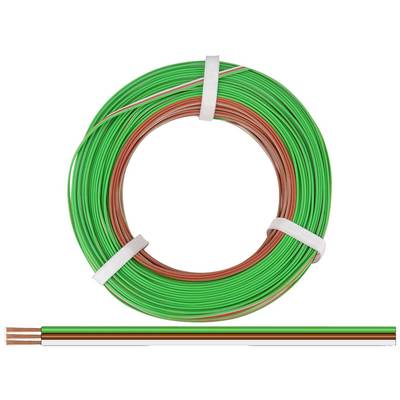 Bobine de fil vert et cuivré, regroupée avec des bandes blanches. Destinée à être utilisée dans des applications électriques ou électroniques.
