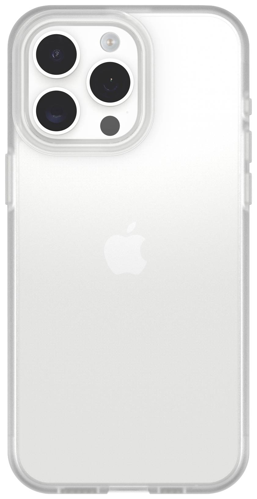 Coque d'iPhone transparente avec le logo Apple visible.