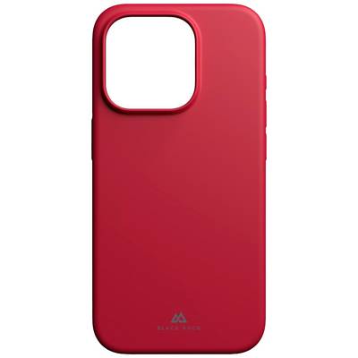 Coque de smartphone rouge avec ouverture rectangulaire pour l'appareil photo, design minimaliste, petit logo 'Black Rock' dans le coin inférieur.