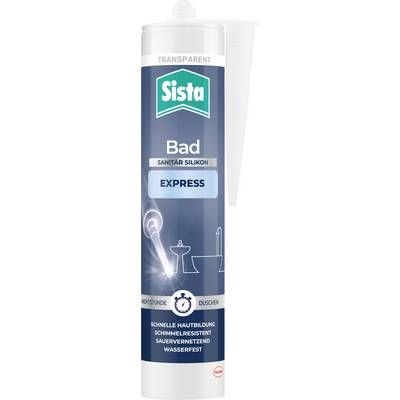 Cartouche de mastic silicone sanitaire Sista pour salle de bain, transparent. Conçu pour un durcissement rapide, résistant aux moisissures et étanche.