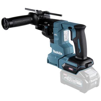'Marteau perforateur sans fil Makita en bleu avec poignée latérale. Logement de batterie situé sous l'appareil, sans batterie insérée.'