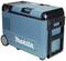 'Glacière/boîte chauffante portable bleue sur roues avec poignée télescopique, idéale pour les déplacements. Marque : Makita.'