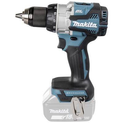Perceuse-visseuse sans fil en bleu et noir avec des accents argentés. Marquée 'Makita' et 'Brushless'.