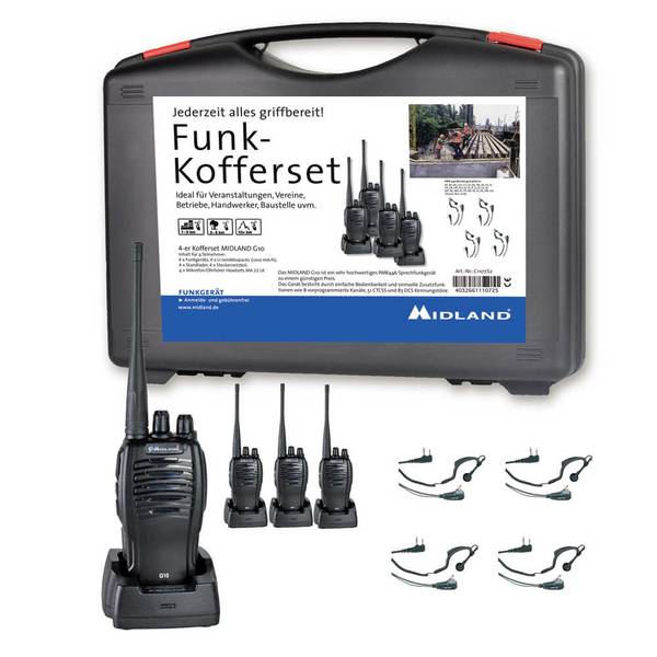 Midland G10 Pro PMR 4er Handwerker-Koffer C1107.S2 Emetteur-récepteur PMR jeu de 4