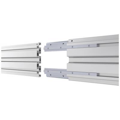 Guidage linéaire métallique montrant deux rails alignés pour être assemblés avec précision.