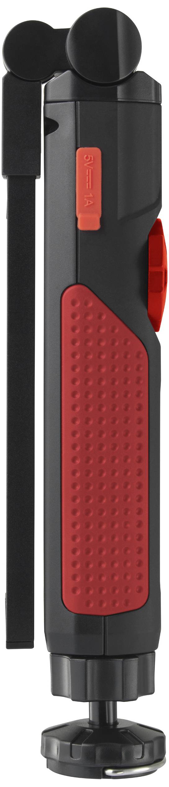 Outil de sécurité noir et rouge avec coupe-ceinture et brise-vitre pour urgences automobiles.