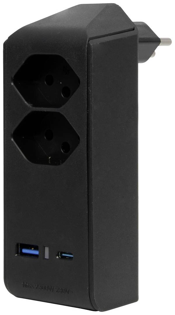 Brennenstuhl 1508342202 Prise intermédiaire avec USB   noir