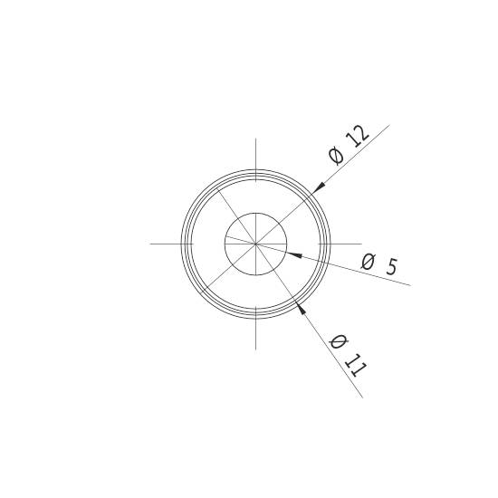 Dessin technique d'un cercle avec deux cercles concentriques et trois indications de diamètres : « Ø 12 », « Ø 11 », « Ø 5 ».