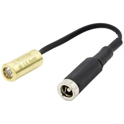 Câble convertisseur avec un câble noir reliant un adaptateur doré et un adaptateur argenté. Adapté aux applications audio/vidéo spécialisées.