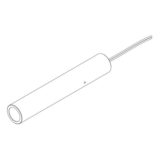 Un long capteur cylindrique avec des câbles d'un côté. Le capteur est probablement utilisé pour la mesure ou la détection.