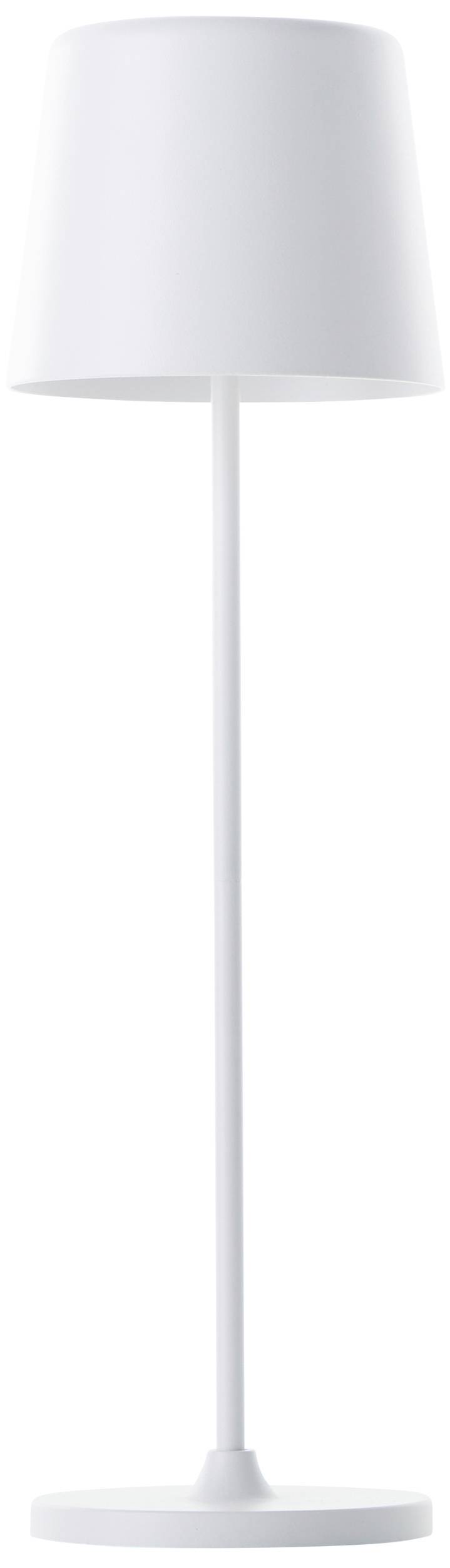 Lampadaire blanc au design épuré et moderne ; abat-jour cylindrique et pied fin. Idéal pour un intérieur minimaliste.