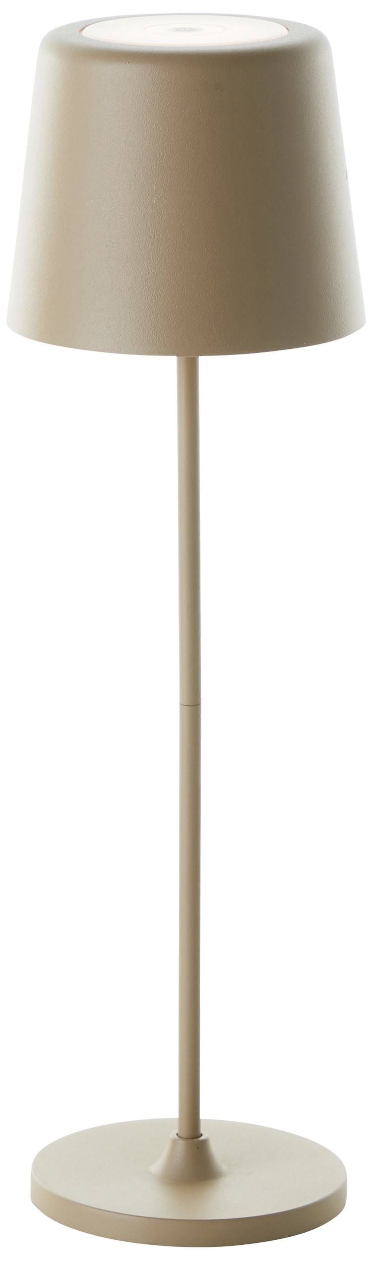 Lampe de table élégante de couleur sable, dotée d'un abat-jour conique et d'un design épuré. Idéale pour les intérieurs modernes.