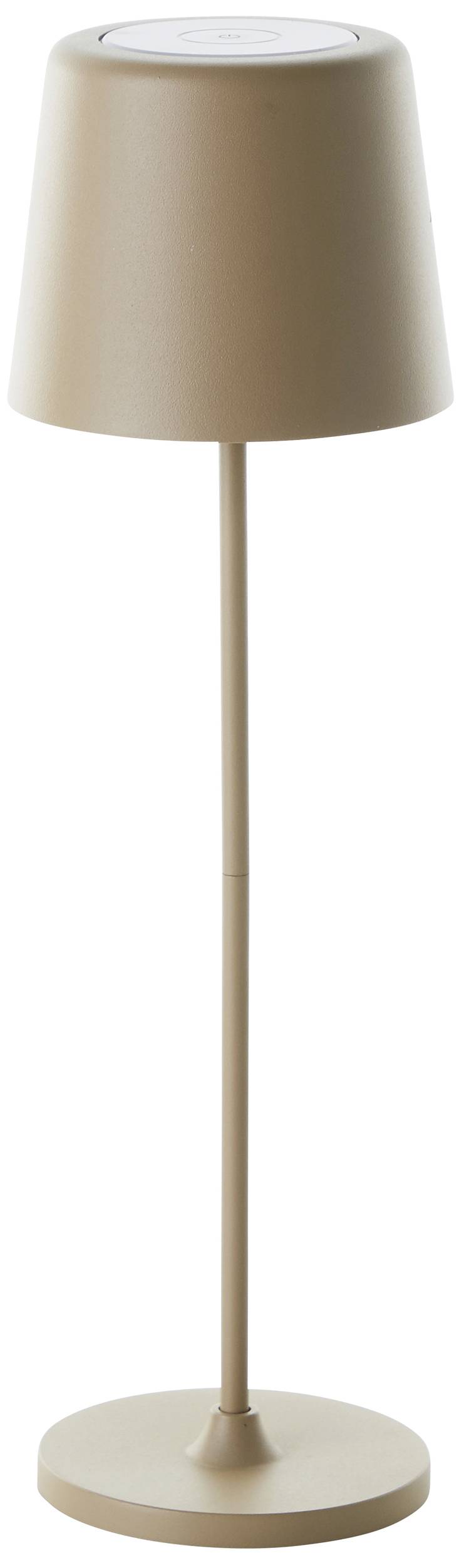 Une lampe sur pied simple, beige, avec un socle rond et un abat-jour conique. Idéale pour un design intérieur moderne.