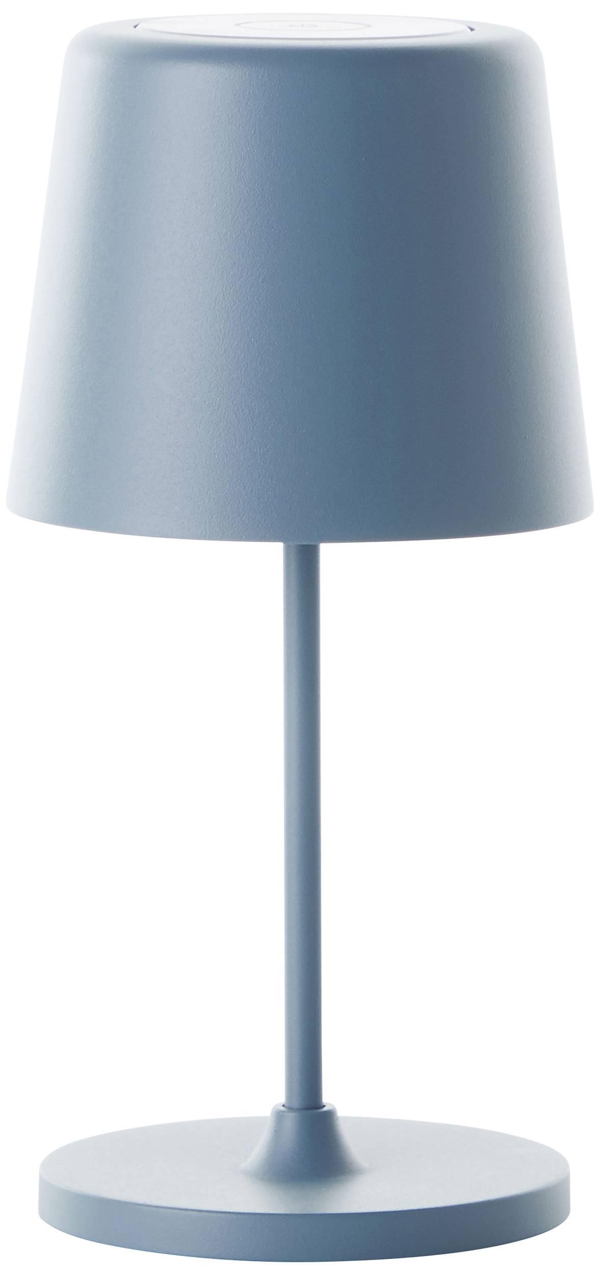 Lampe de table bleue au design simple et moderne.