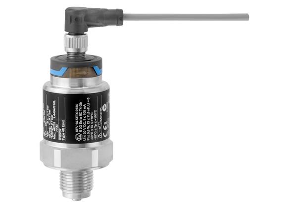 Capteur de pression avec boîtier métallique et tige de capteur. Convient à la mesure de la pression dans des applications industrielles.