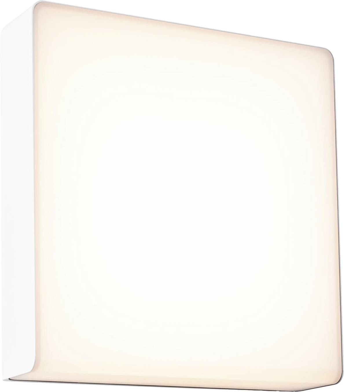 Un applique murale carré blanc à l'éclairage doux et uniformément réparti. Idéal pour les intérieurs modernes.