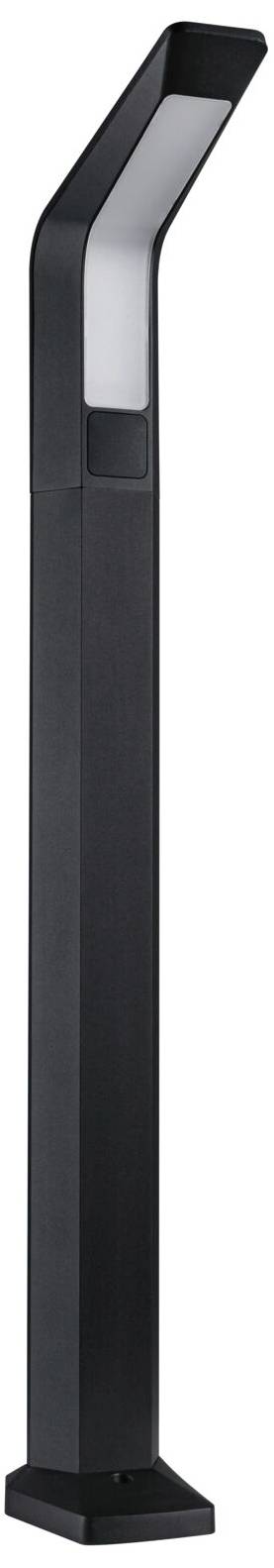 Une lampe d'extérieur moderne, noire, avec une tête incurvée.