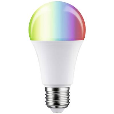 Une ampoule LED brille dans les couleurs de l'arc-en-ciel et symbolise un éclairage polyvalent et économe en énergie.