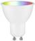 Une ampoule LED blanche de type GU10 avec un bord arc-en-ciel.