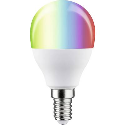 Ampoule à culot E14 avec effet arc-en-ciel sur le verre, adaptée pour un éclairage décoratif et changeant de couleur.