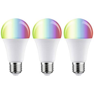 Trois ampoules LED avec des capuchons colorés, allant du rouge au vert et au bleu, sur un fond blanc.