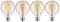 Quatre ampoules alignées, chacune brillant d'une couleur différente : deux dans un orange chaleureux et deux dans un jaune froid.