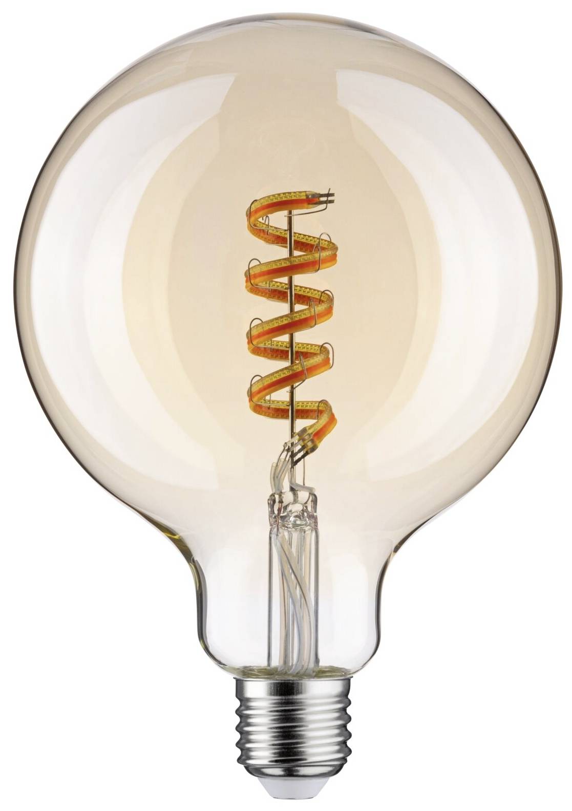 Une ampoule à filament spiralé visible s'allume.