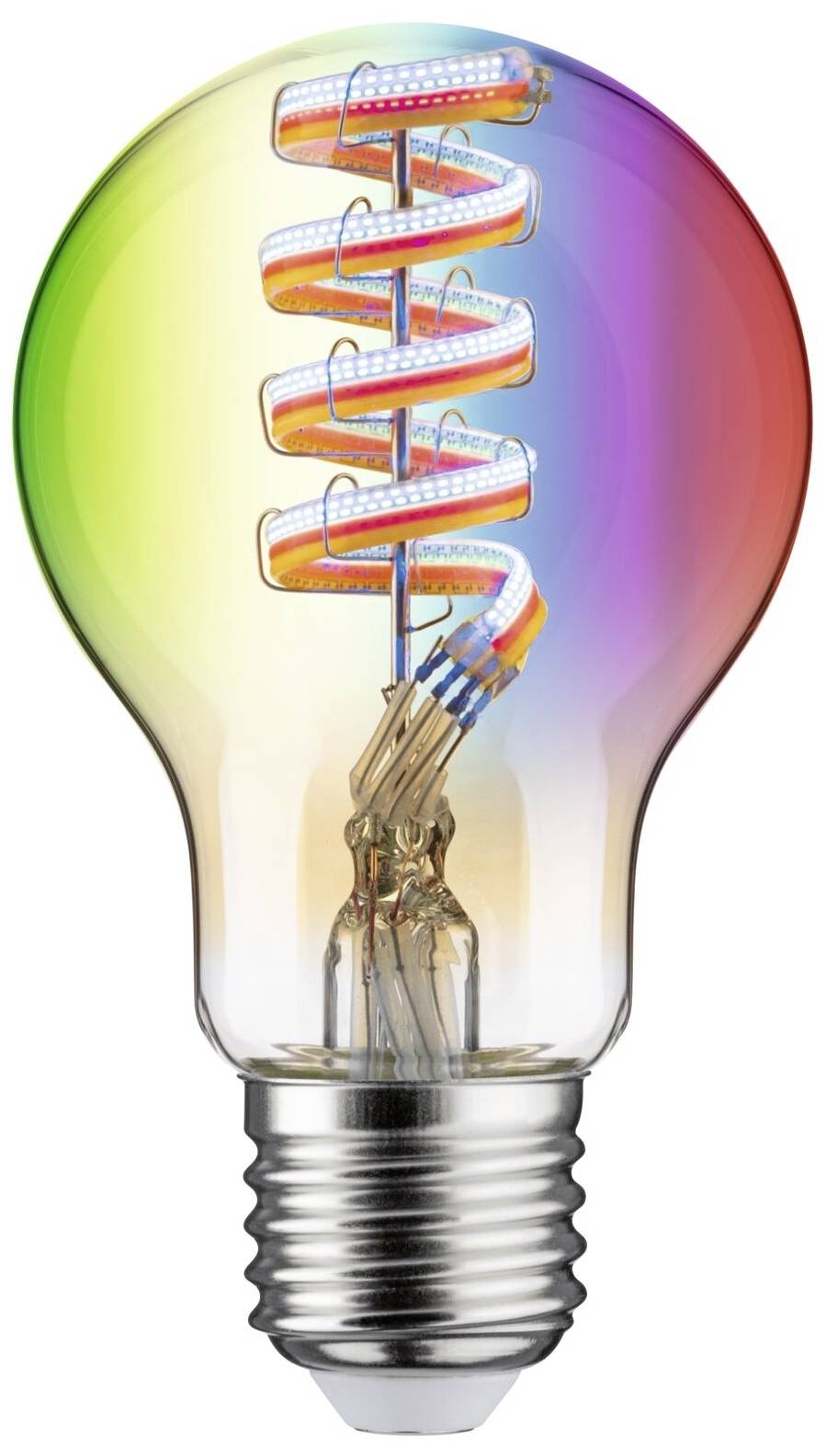 Ampoule à filament multicolore qui visualise la consommation énergétique grâce à une technologie innovante.