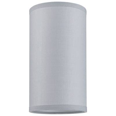 Un abat-jour cylindrique en tissu gris, présenté verticalement.
