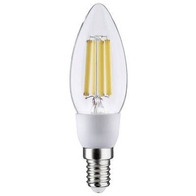 Ampoule LED à culot E14, verre transparent, filaments apparents, économe en énergie, forme de goutte.