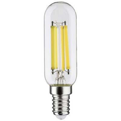 Une ampoule LED transparente avec des filaments jaunes visibles et une base à vis métallique.