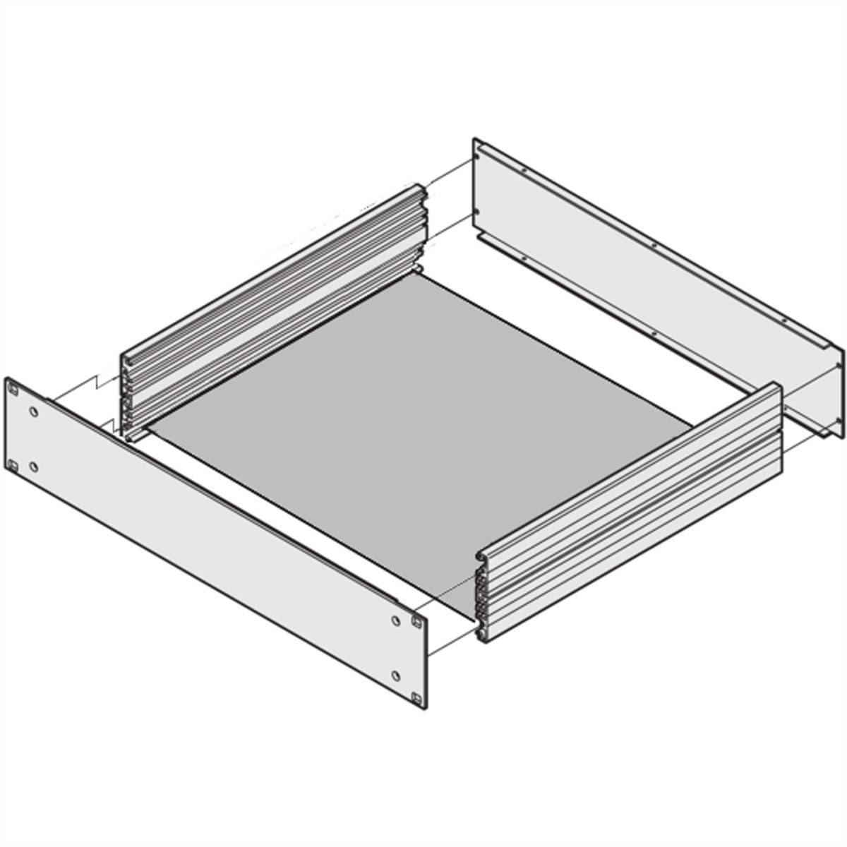 Illustration d'un plateau carré à bords surélevés, vu en perspective du dessus. Idéal pour la représentation de composants.
