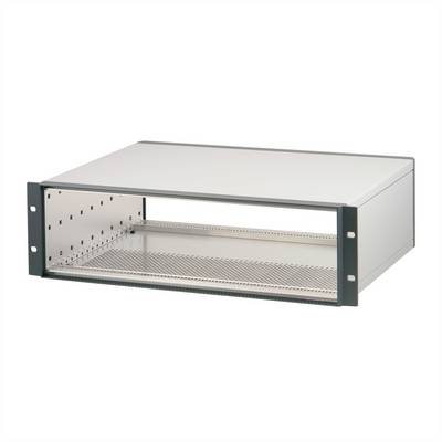 Boîtier de rack 19 pouces vide en métal, conçu pour une installation horizontale, adapté au montage d'équipements électroniques dans une salle de serveurs.