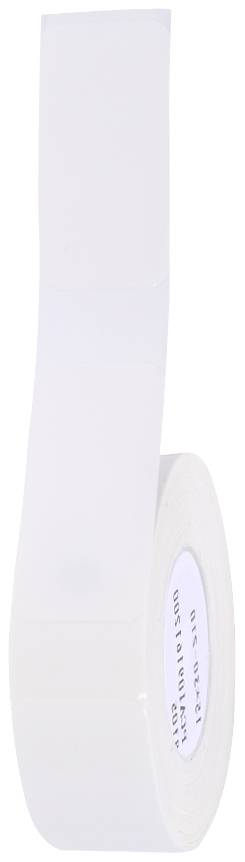 Un rouleau de ruban adhésif transparent avec une bande de papier blanc collée dessus.