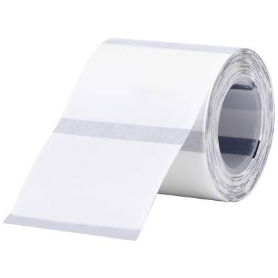 Rouleau de papier blanc avec une bande grise, souvent utilisé pour des étiquettes ou des inscriptions.