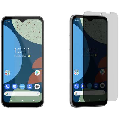 Deux smartphones côte à côte, celui de gauche affichant l'écran sans protection, celui de droite équipé d'un verre de protection d'écran.