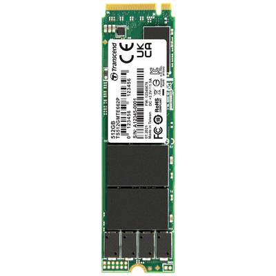 Disque SSD M.2 de 512 Go, fabriqué par Transcend. Étiquette avec détails techniques et certifications visible.