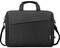 Un sac pour ordinateur portable noir et rectangulaire, doté d'une poignée et d'une bandoulière, adapté au transport d'appareils électroniques.
