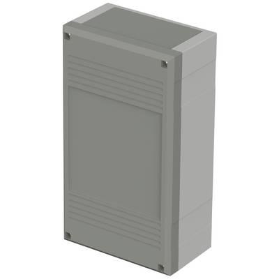 Boîtier électronique gris rectangulaire aux lignes lisses, aux bords nets et pourvu de quatre vis visibles aux angles. Adapté pour l'équipement technique.