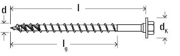 Dessin technique d'une vis à tête hexagonale avec dimensions : diamètre (d), longueur (l), longueur de filetage (l_g), diamètre de tête (d_k).