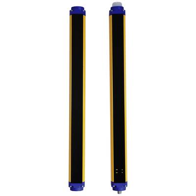 Barrière immatérielle de sécurité avec deux capteurs parallèles jaunes et noirs, utilisés dans des applications industrielles.