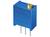 Un potentiomètre bleu variable avec trois broches métalliques. "Bourns 3296 Costa Rica" est inscrit dessus.