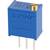 Un potentiomètre de réglage électronique bleu à trois broches, portant l'inscription « Bourns 3299 Costa Rica ».