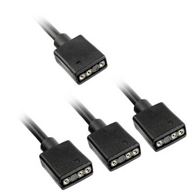 Fiches de câble noires à trois pôles avec des extrémités rectangulaires, chacune pourvue de trois trous. Adaptées pour la connexion d'appareils électroniques.