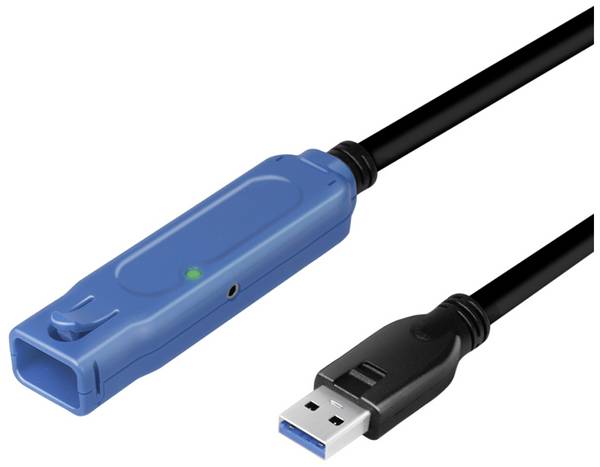 LogiLink Câble USB  USB 3.2 Gen1 USB-A femelle, USB-A mâle 10.00 m noir, bleu actif avec amplification du signal UA0177