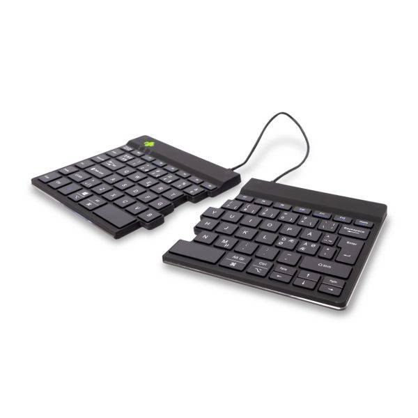 R-GO Tools Split Break Bluetooth Clavier nordique, QWERTY noir ergonomique